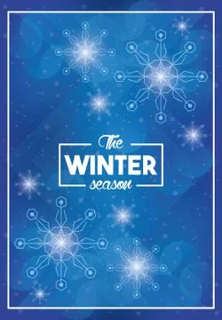Winter poster blue with snowflakes pattern Stock Illustration