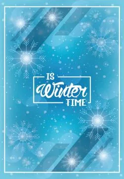Winter poster blue with snowflakes pattern Stock Illustration