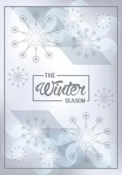 Winter poster gray with snowflakes pattern Stock Illustration