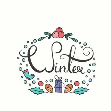 Winter Poster with Lettering Stock Illustration