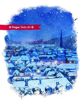 Winter Prague Stock Illustration