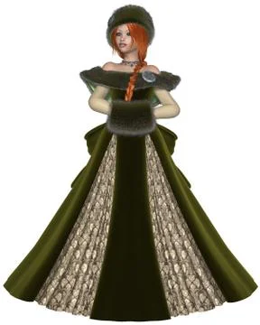 Winter Princess in Green Illustrazione stock