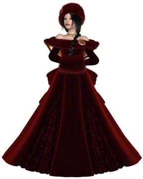 Winter Princess in Red Illustrazione stock
