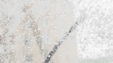 Winter problems of car drivers. Machine, covered with snow Stock Footage 146111430