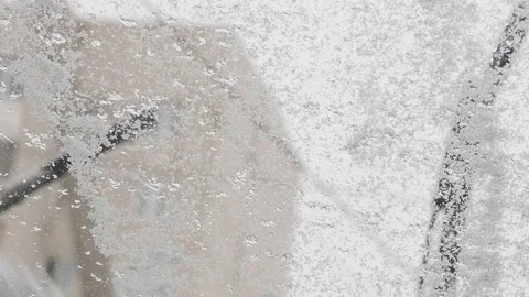 Winter problems of car drivers. Machine, covered with snow Stock Footage 146111435