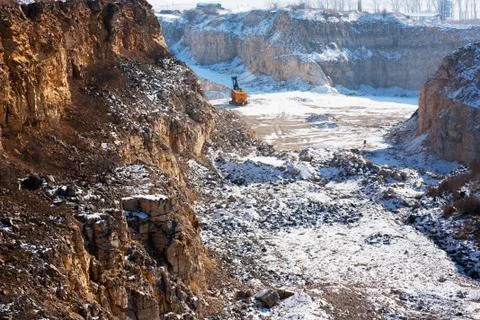 Winter quarry Stock Photos