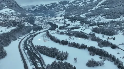 Winter Quiet over Tesero Stock Footage 329479758