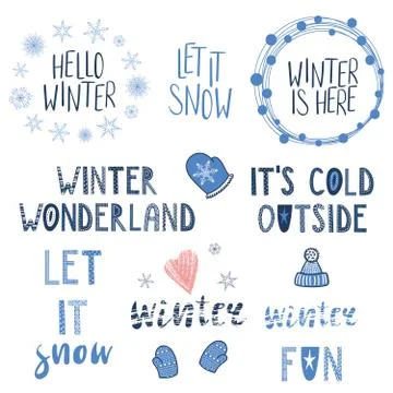Winter quotes set Stock Illustration