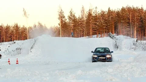 Winter racing out of trajectory DNxHD Stock Footage 10737116
