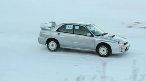 Winter racing Subaru ProRes Stock Footage 10720213