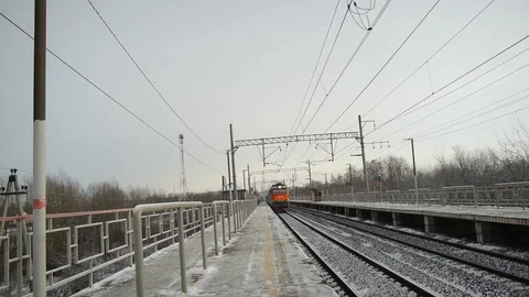 Winter railstation high bitrate Stock Footage 122678004