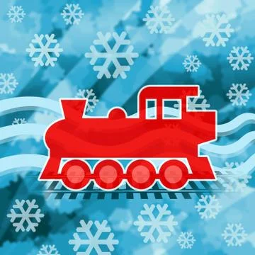 Winter railway train Stock Illustration