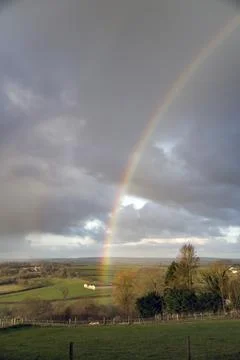 Winter rainbow over Cornwall countryside Stock-Fotos