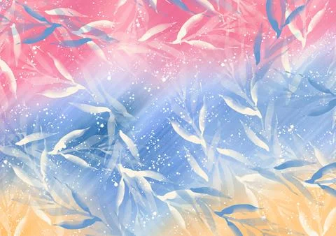 Winter red and blue background with transparent branches, leaves, watercolor Stock Illustration