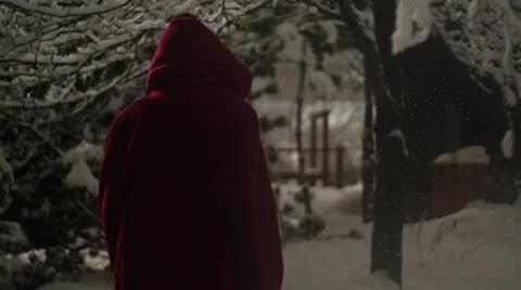 Winter Red Cloak Stock Footage 60819041