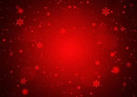 Winter red gradient bokeh background with snowflakes and snowfall Stock Illustration