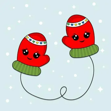 Winter red mitten gloves Stock Illustration