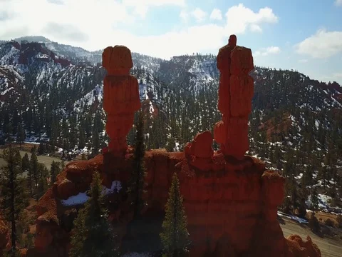 Winter Red Rocks in Bryce Canyon, Utah Stock Footage 73685238