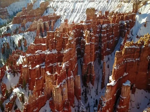 Winter Red Rocks in Bryce Canyon, Utah Stock Footage 73685287
