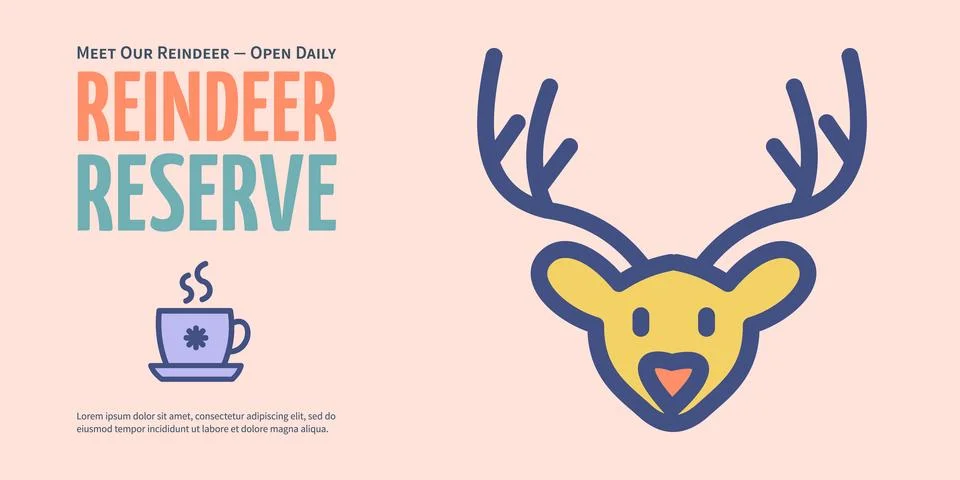 Winter Reindeer Reserve Concept Horizontal Invitation Placard Poster Banner Card Illustrazione stock