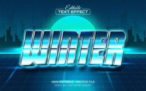 Winter retro style text effect editable Illustrazione stock
