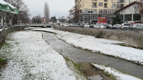 Winter river in the city Stock Footage 168909004