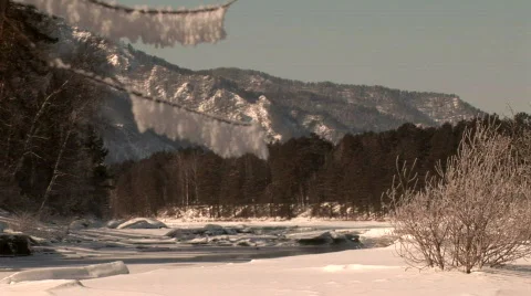 Winter river clear sky Vídeo Stock 788895