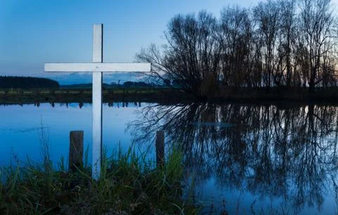 Winter river cross Stock Photos