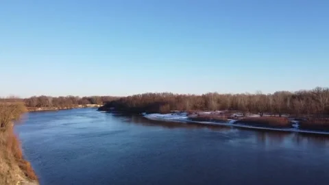 Winter river, drone shooting, sun 스톡 동영상 144499504