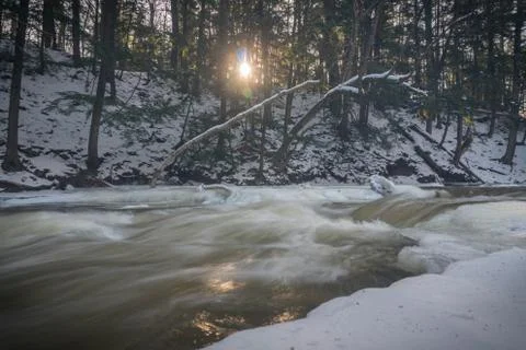 Winter River Flow Stock Photos