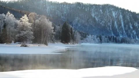 Winter river Stock Footage 10682750
