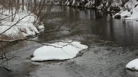 Winter river Stock Footage 22114418
