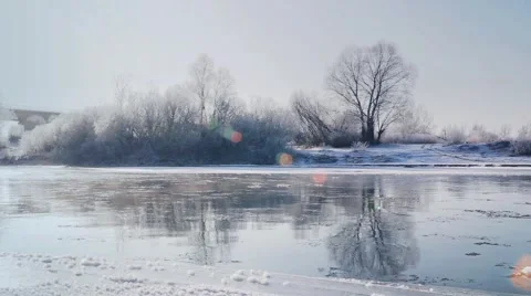 Winter river Video stock 45989967