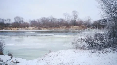 Winter river Stock Footage 45990596