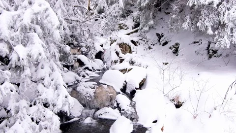 Winter river frozen Stock Footage 129571624