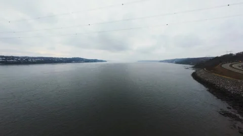 Winter River Horizon Aerial View Stock Footage 321494992