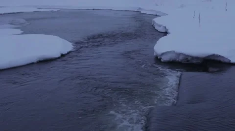 Winter river, ice and snow Stock Footage 59942728