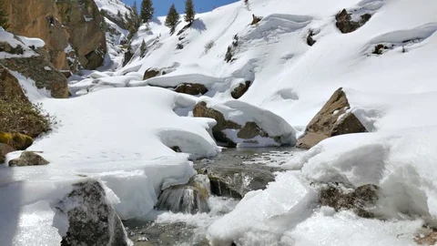 Winter River Landscape Dolly View Stock Footage 75253982