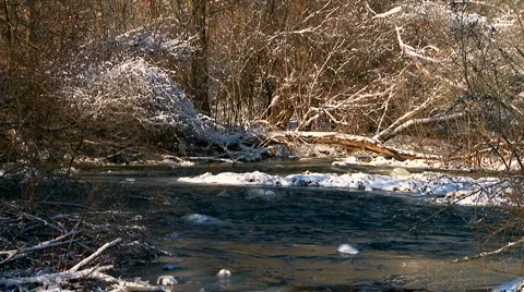 Winter River Landscape  Stock Footage 982679