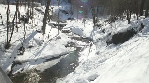 Winter river landscape Stock Footage 22024930