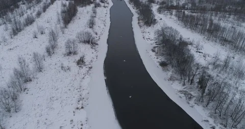 Winter river landscape Stock Footage 99743188