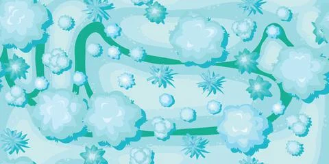 Winter river landscape top view. Snowy frosty nature in cold season. From hig Illustrazione stock