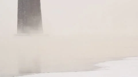 Winter river in the mist Stock Footage 10855947