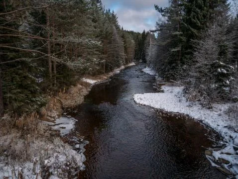 Winter at the river Stock Photos