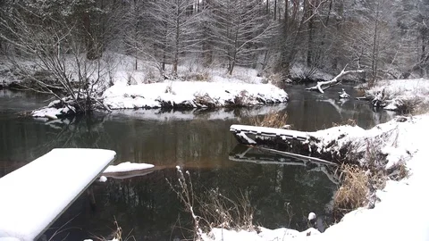 Winter river. Pond Stock Footage 89305088