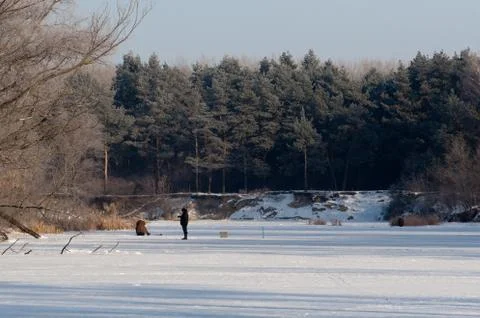 The Winter River Psel. Stock Photos