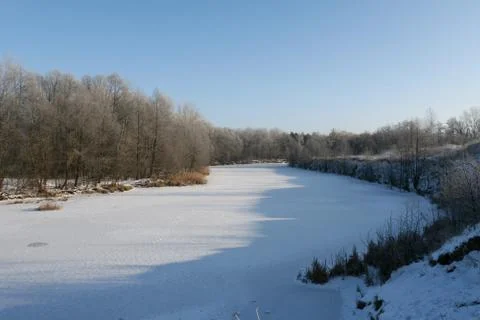 The Winter River Psel. Stock Photos