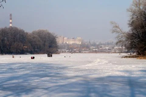 The Winter River Psel. Stock Photos