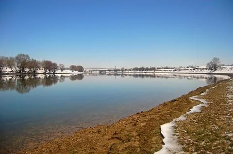 Winter River Reflection Fotos de archivo
