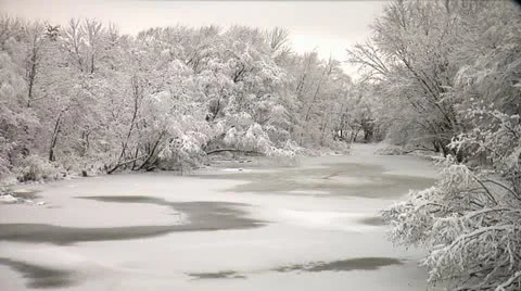 WInter river scene Видео 12019838
